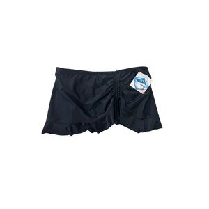 NWT Black Swim Skirt With Built-In Briefs Ruffle Hem & Adjustable Side Tie 1771